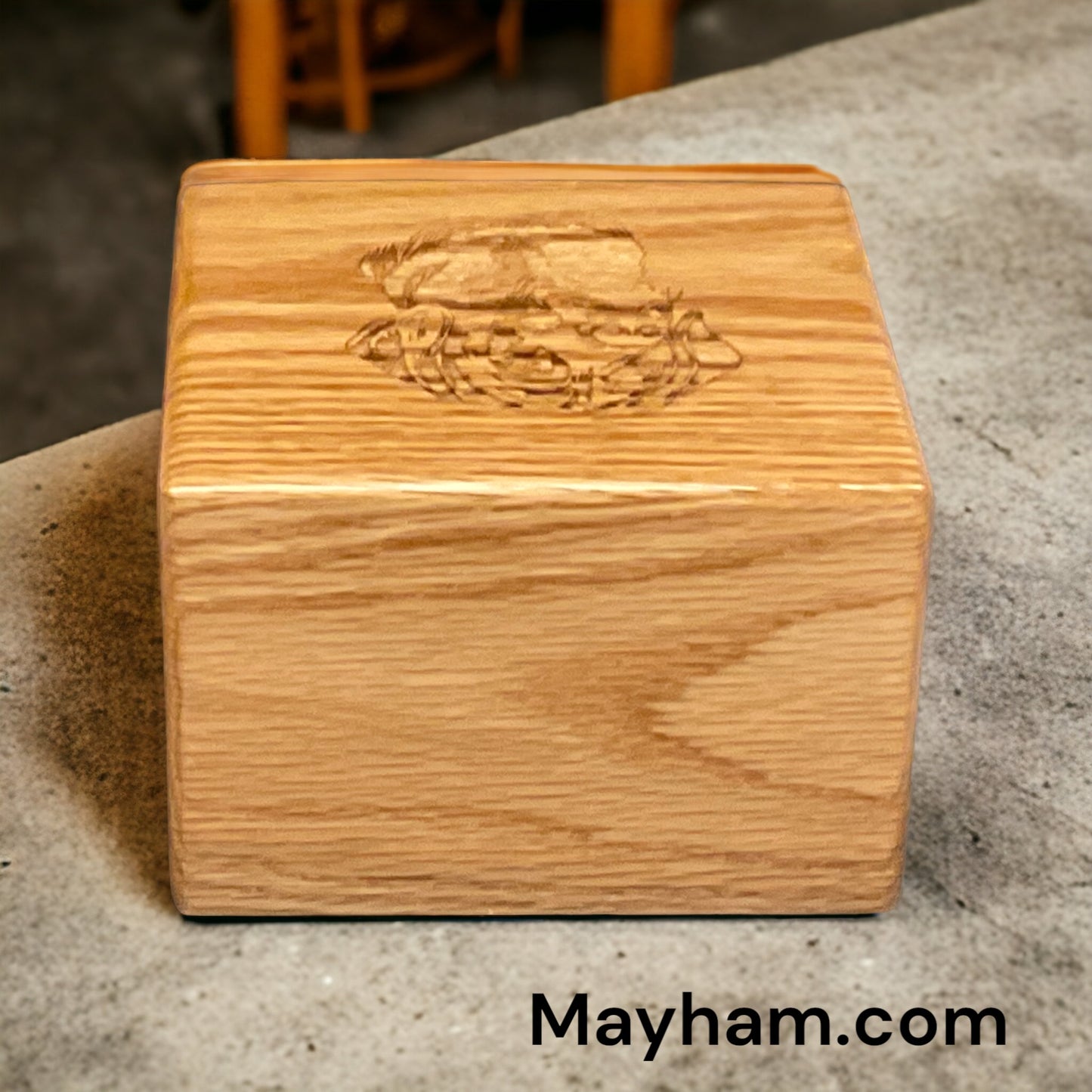 Wood Pet Urn - OAK - 3.5"X5.5"X5.5" 88cI