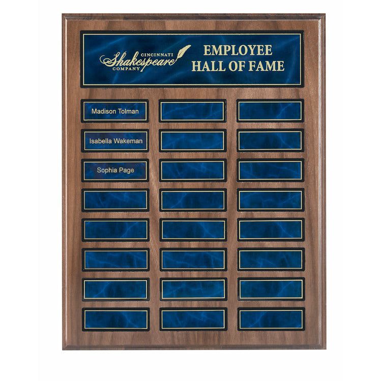 (AWRDS) - RPPP - 1215BM 12" x 15" Recognition Pocket 12 Plate Perpetual Plaque Blue Marble Plates