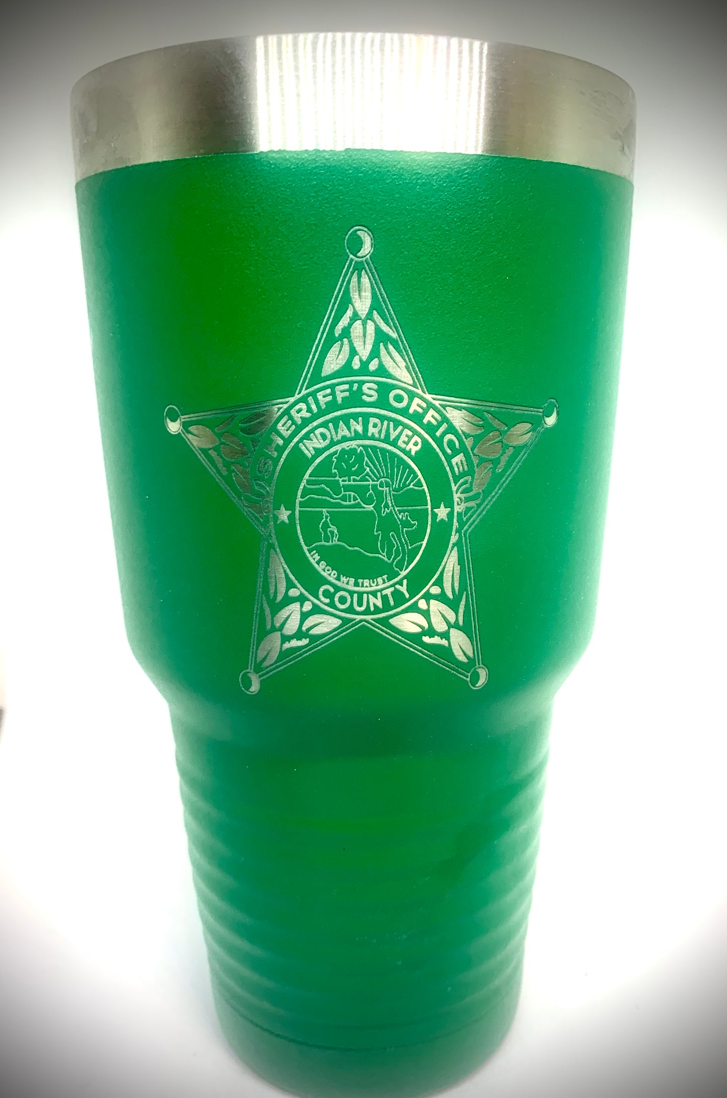 (X - PRE- PROJECTS) IRCSO 30oz - Green Ringneck Vacuum Insulated Tumbler w/Lid & Silver Ring