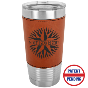 (T220RL) - 20 oz. Rawhide Leatherette Tumbler with Clear Lid