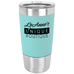 (T220TL) - 20 oz. Teal/Black Tumbler with Silicone Grip and Clear Lid