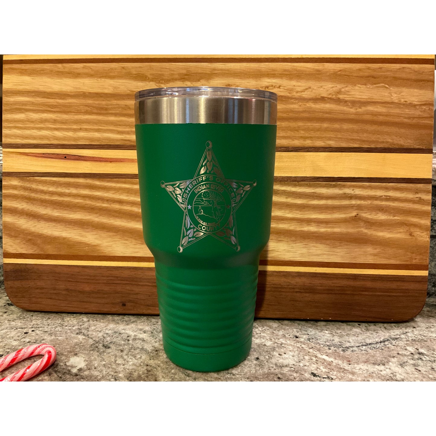 (X - PRE- PROJECTS) IRCSO 30oz - Green Ringneck Vacuum Insulated Tumbler w/Lid & Silver Ring