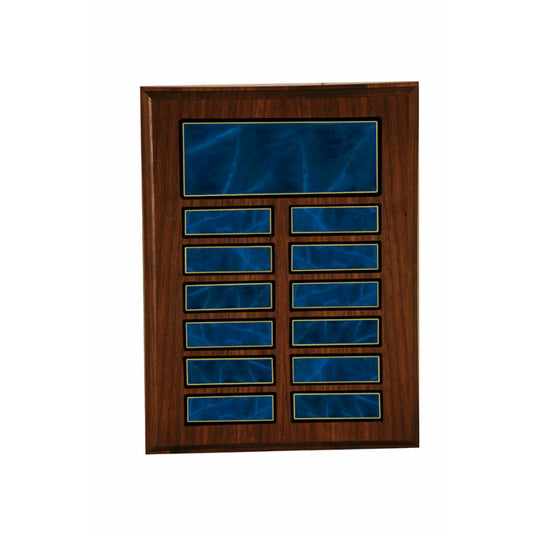 (AWRDS) - RPPP - 912BM  9" x 12" Recognition Pocket 12 Plate Perpetual Plaque Blue Marble Plates