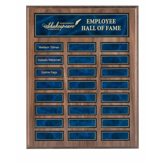 (AWRDS) - RPPP - 1215BM  12" x 15" Recognition Pocket 12 Plate Perpetual Plaque Blue Marble Plates