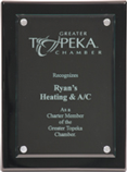 (AWRDS) - PFP - 9" x 12" Black Piano Finish Floating Glass Plaque