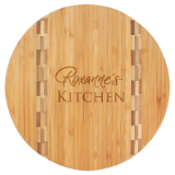 (CB) -  9 3/4" Round Bamboo Cutting Board with Butcher Block Inlay