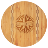 (CB) GFT024 11 3/4" Round Bamboo Cutting Board with Butcher Block Inlay