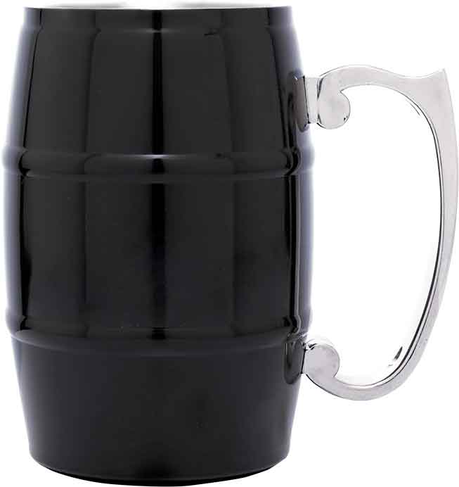 (M217B) - 17 oz. Black Steel Barrel Mug with Handle