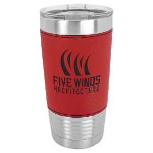 (T220RL) - 20 oz. Red Leatherette Tumbler with Clear Lid