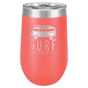(T216C) - 16 oz. Coral Vacuum Insulated Stemless Tumbler w/Lid