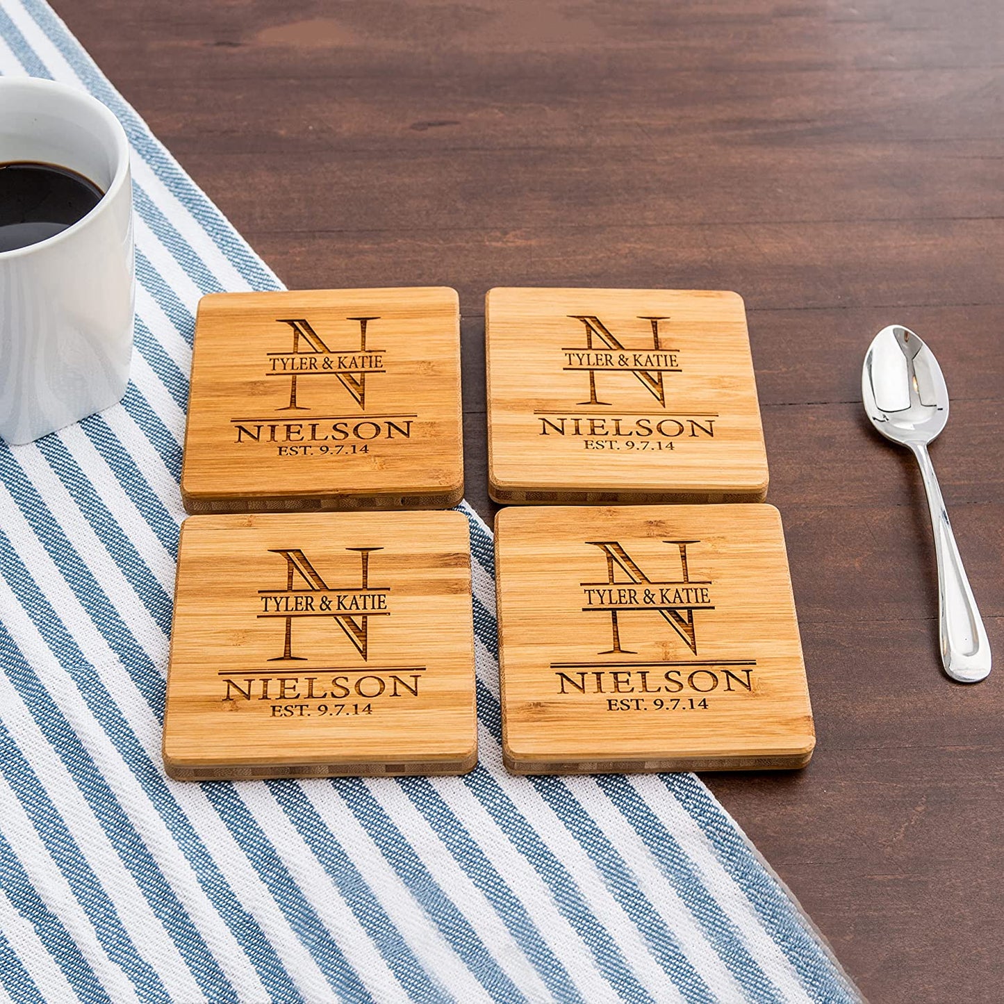 (A1) - Custom Personalized Ceramic Tile Coaster Sets - Set of 4